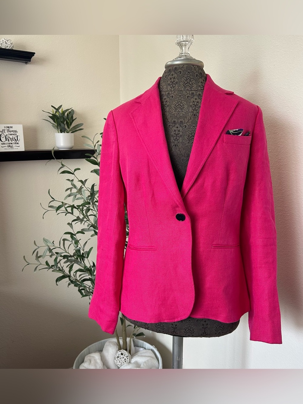 Lauren Ralph Lauren Hot Pink Single-Button Blazer